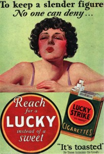 lucky-strike-reach-for-a-lucky-instead-of-a-sweet Lucky Strike Cigarette Advertisement