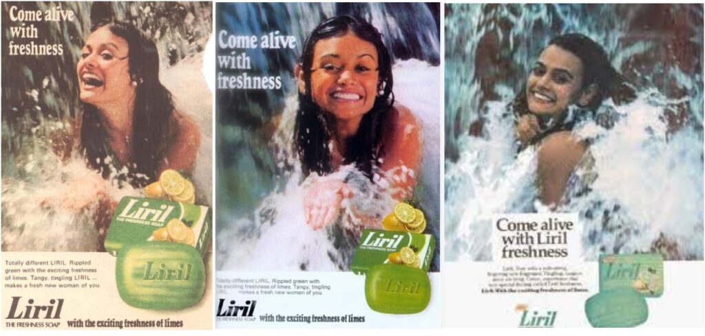 Hindustan Lever’s Liril soap where Liril girl is frolicking under the waterfall