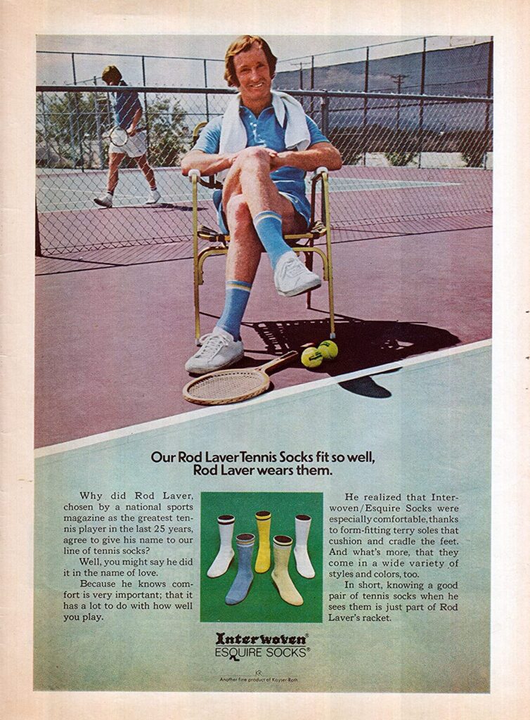 1973 Rod Laver Tennis Esquire Sock Magazine Ad